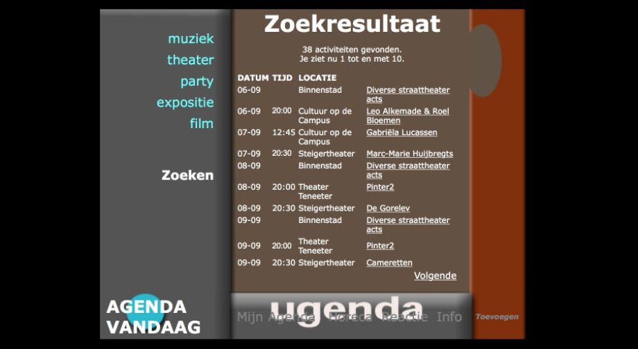 De uitagenda van september 2000